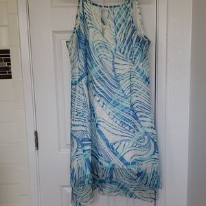 Blue tropical print dress
